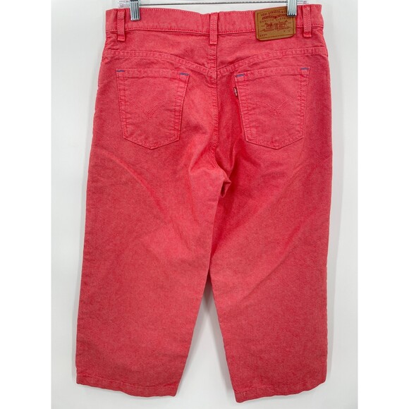LEVI'S 577 Wide Leg High Rise Red Crop Jeans Size 10 - Picture 5 of 9